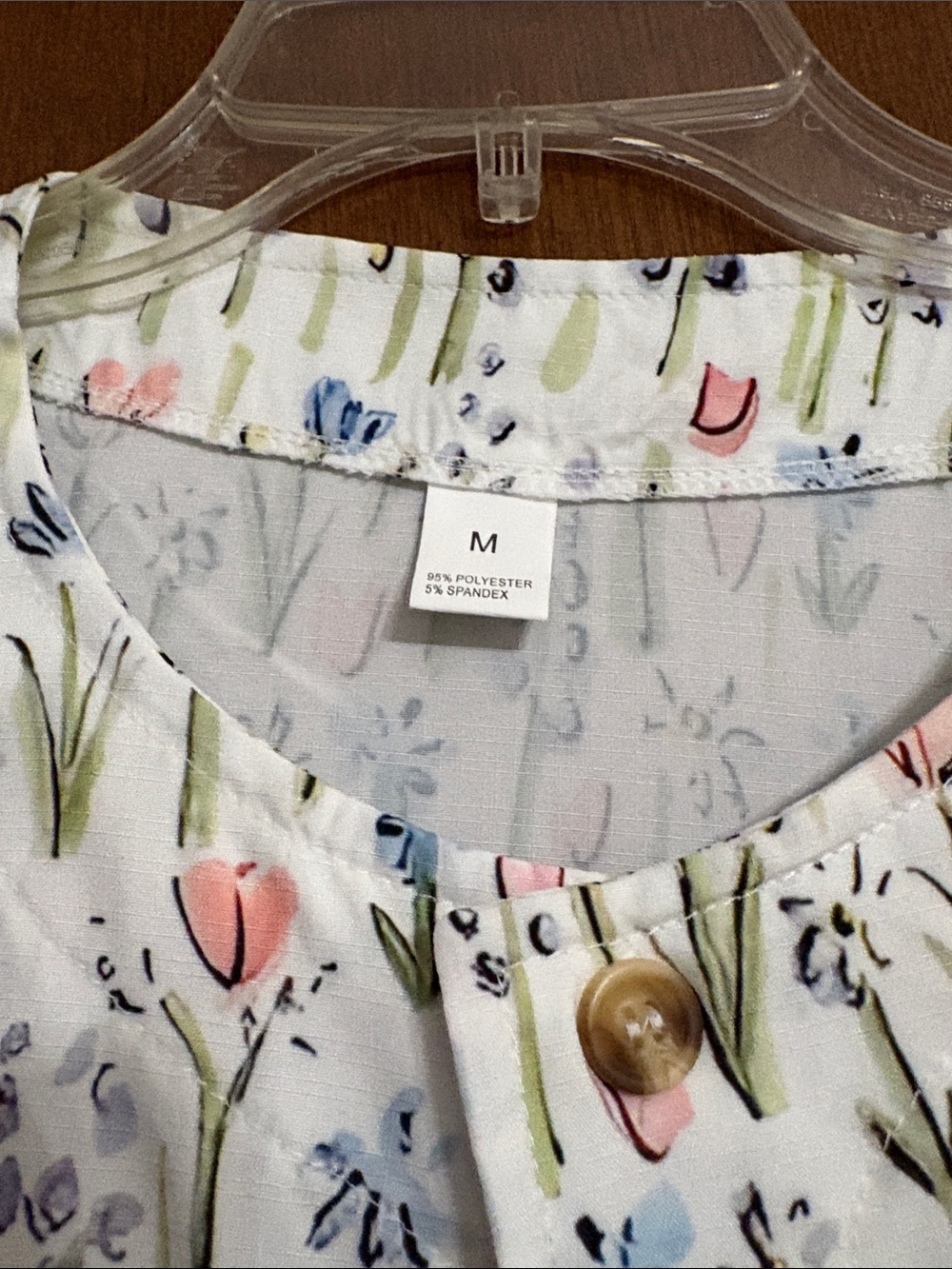 Floral Button-Front Jacket - White with Pink & Blue Tulips - Picture 2 of 5